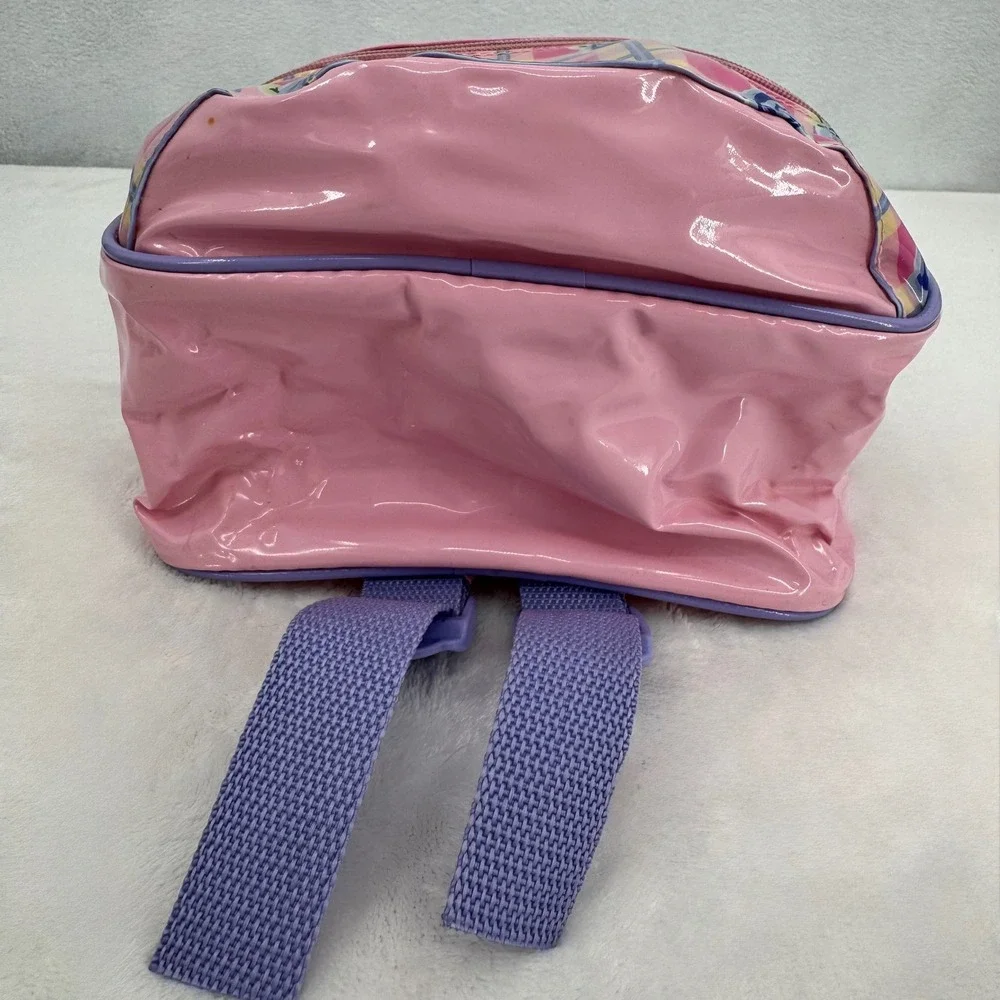Vintage Barbie Mini Backpack 1996 Pink Plaid Rose Floral Glossy PVC Rare 90s Bag